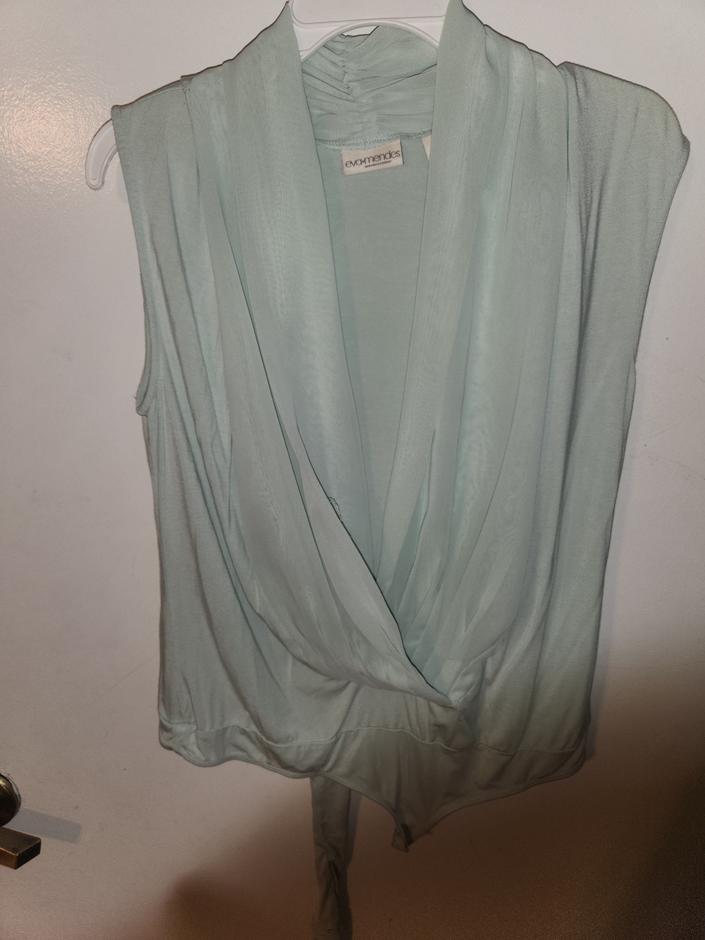 eva mendes for New York & Company Mint Sleeveless Draped Bodysuit